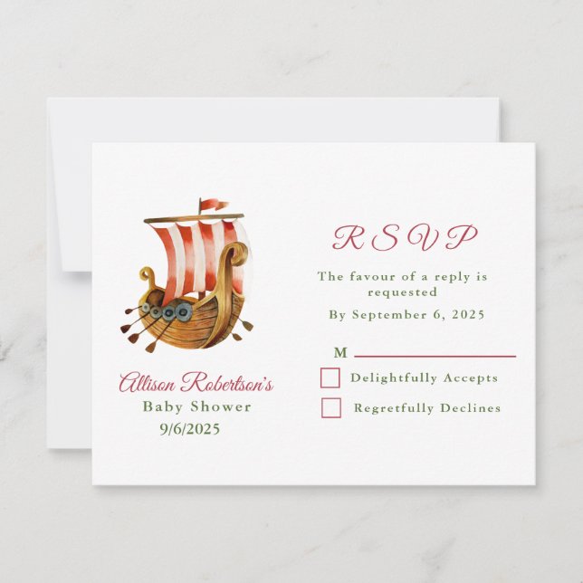 Vattenfärg Det är en pojk Vikings Party Babyskare OSA Kort (Framsida)