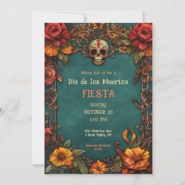 Vattenfärg Día de Muertos Festinladning Inbjudningar