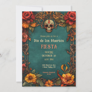 Vattenfärg Día de Muertos Festinladning Inbjudningar