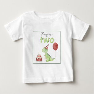 Vattenfärg Dinosaur 2:a födelsedag T Shirt