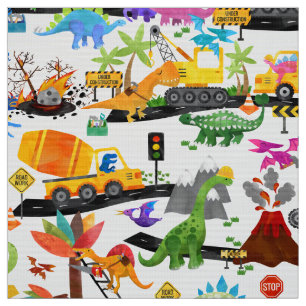 Vattenfärg Dinosaur Construction Kids Cute Mönster Tyg