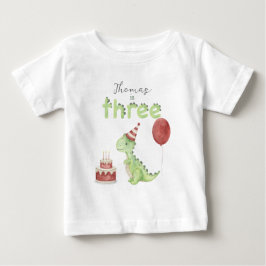 Vattenfärg Dinosaurie 3-års födelsedag T Shirt