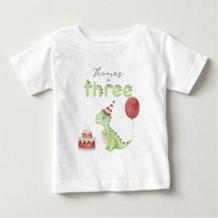 Vattenfärg Dinosaurie 3-års födelsedag T Shirt