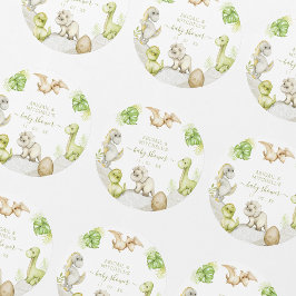 Vattenfärg Dinosaurie Födelsedagsfest Runt Klistermärke