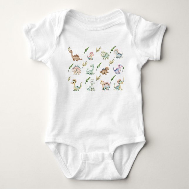 Vattenfärg dinosaurie t-shirt (Framsida)