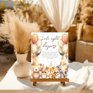 Vattenfärg Djur baby shower Sena nattens blöjor  Poster