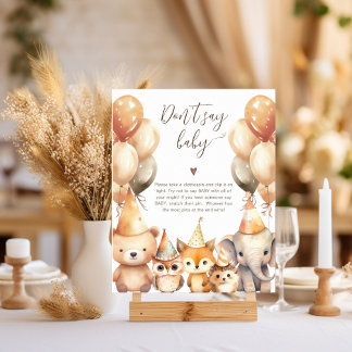 Vattenfärg Djur Säga inte baby shower spel Poster