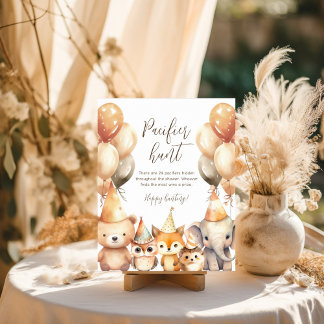 Vattenfärg Djur Smultronjakt baby shower spel Poster