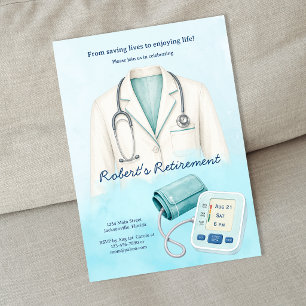 Vattenfärg Doktor Sjuksköterska Pensionärsfest Inbjudningar