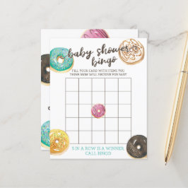 Vattenfärg Donut Baby Shower Bingo Game