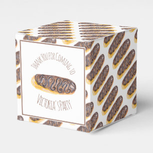 Vattenfärg Donut Choklad Handritad Eclair Presentaskar