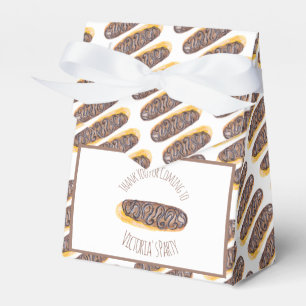 Vattenfärg Donut Choklad Handritad Eclair Presentaskar