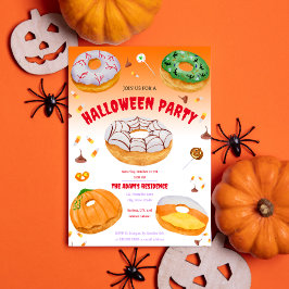 Vattenfärg Donut-licious Halloween Godis Party Inbjudningar