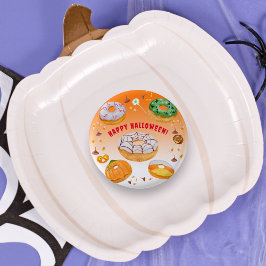 Vattenfärg Donut-liknande Halloween-godis Knapp