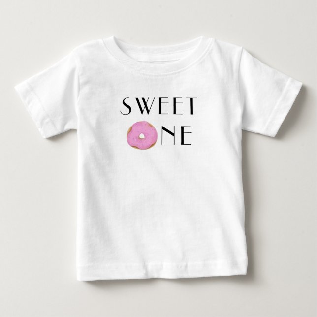 Vattenfärg Donut "Sweet One" Första födelsedagen T Shirt (Framsida)