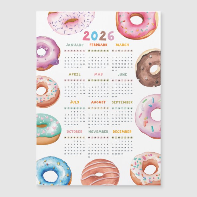 Vattenfärg Donuts 2026 Kalender (Framsida)