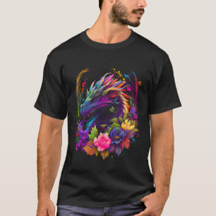 Vattenfärg Dragon Flowers BeSnyful Art Colorful G T Shirt