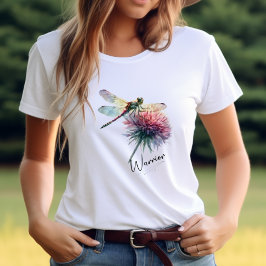 Vattenfärg Dragonfly Blommigt Warrior inspiration T Shirt