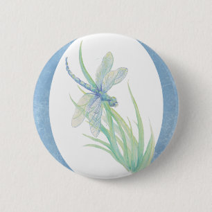 Vattenfärg Dragonfly i naturart av blått och Grönt Knapp