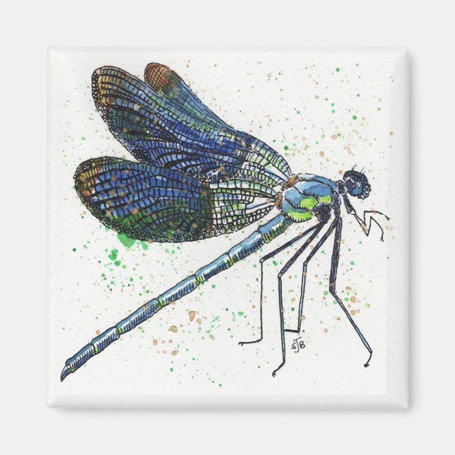 Vattenfärg Dragonfly Magnet (Framsidan)