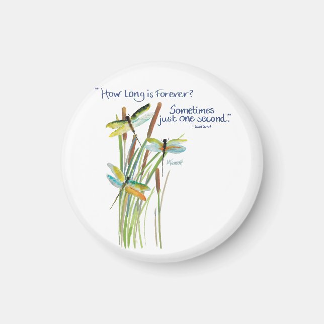 Vattenfärg Dragonfly med Lewis Carroll-citat Magnet (Framsidan)