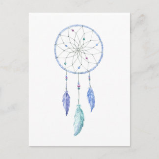 Vattenfärg Dreamcatcher med 3 fjädrar Vykort