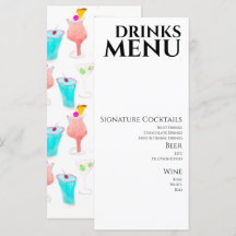 Vattenfärg Drinkar Cocktail Vin Bröllop Meny