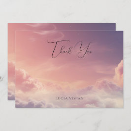 Vattenfärg Drömlig Solnedgång Moln 9 Tack Kort