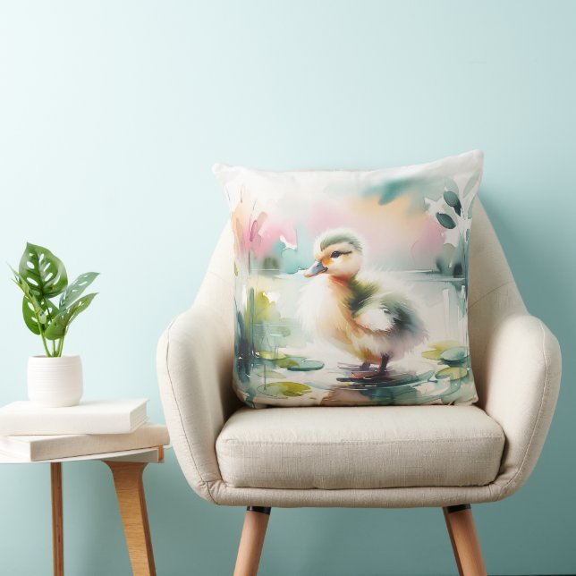 Vattenfärg Duckling Nursery Decor Kudde (Stol)