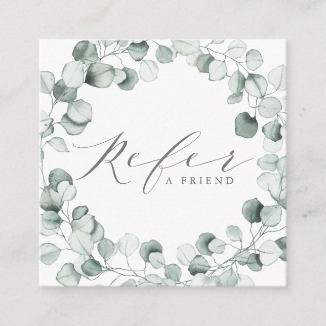 Vattenfärg Dusty Blue Eucalyptus Watercolor Busine Rabattkort (Framsida)