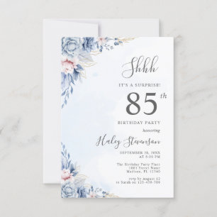 Vattenfärg Dusty Blue Surprise 85:e Födelsedagsfes Inbjudningar