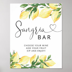 Vattenfärg Elegant Citron Sangria Barskylt Poster