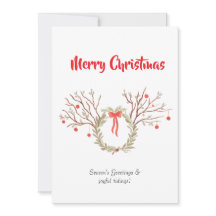 Vattenfärg elegant jul Platt Greeting Card