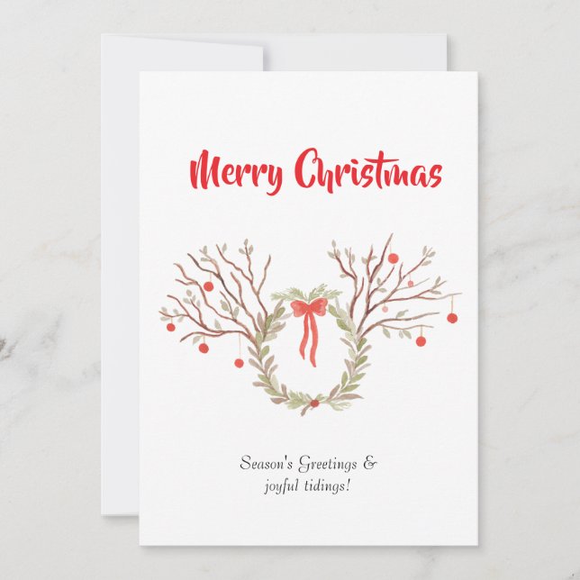 Vattenfärg elegant jul Platt Greeting Card Kort (Framsida)