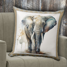 Vattenfärg Elephant Animal Art Kudde