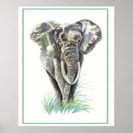 Vattenfärg Elephant Animal Nature Art Poster