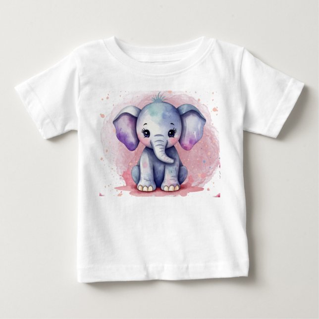 Vattenfärg Elephant med modern elegans T Shirt (Framsida)