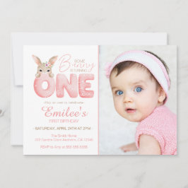 Vattenfärg En bit lite Bunny är ett foto födelseda Inbjudningar