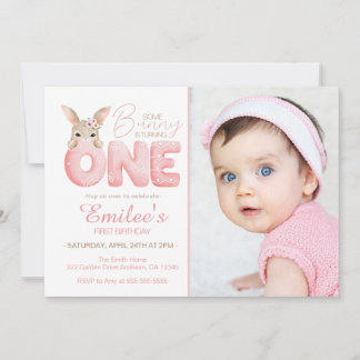 Vattenfärg En bit lite Bunny är ett foto födelseda Inbjudningar