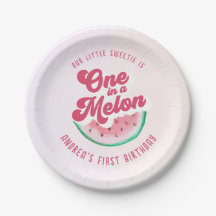 Vattenfärg en i en Melon Retro första födelsedag