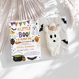 Vattenfärg En liten Boo Halloween Baby Shower Inbjudningar