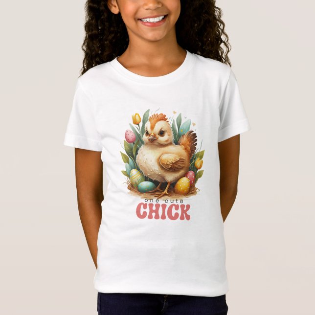 Vattenfärg en söt chick Påskägg T Shirt (Framsida)