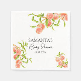 Vattenfärg en söt, liten persikofärgad babystövel pappersservett