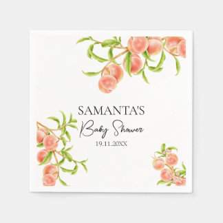 Vattenfärg en söt, liten persikofärgad babystövel pappersservett