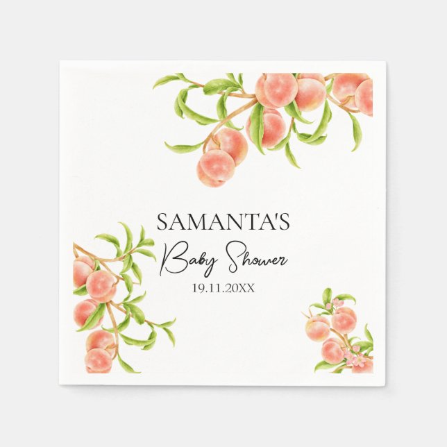 Vattenfärg en söt, liten persikofärgad babystövel pappersservett (Framsidan)
