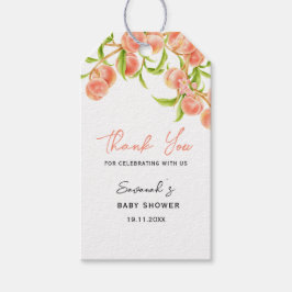 Vattenfärg en söt, liten persikofärgad babystövel presentetikett