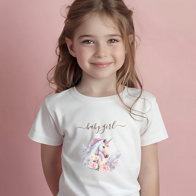 Vattenfärg enhörning vår t shirt (Spring Unicorn Watercolor Baby T-Shirt)
