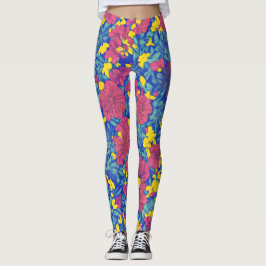 Vattenfärg Enkel Mönster-Blommigt LulaRoe Rosa Blu Leggings