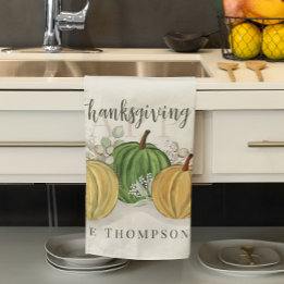 Vattenfärg Enkel Pumpkin Gourd Happy thanksgiving Kökshandduk
