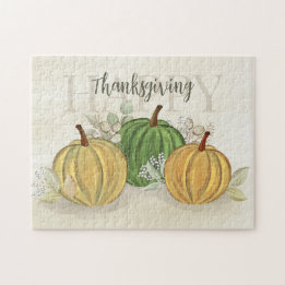 Vattenfärg Enkel Pumpkin Gourd Happy thanksgiving Pussel